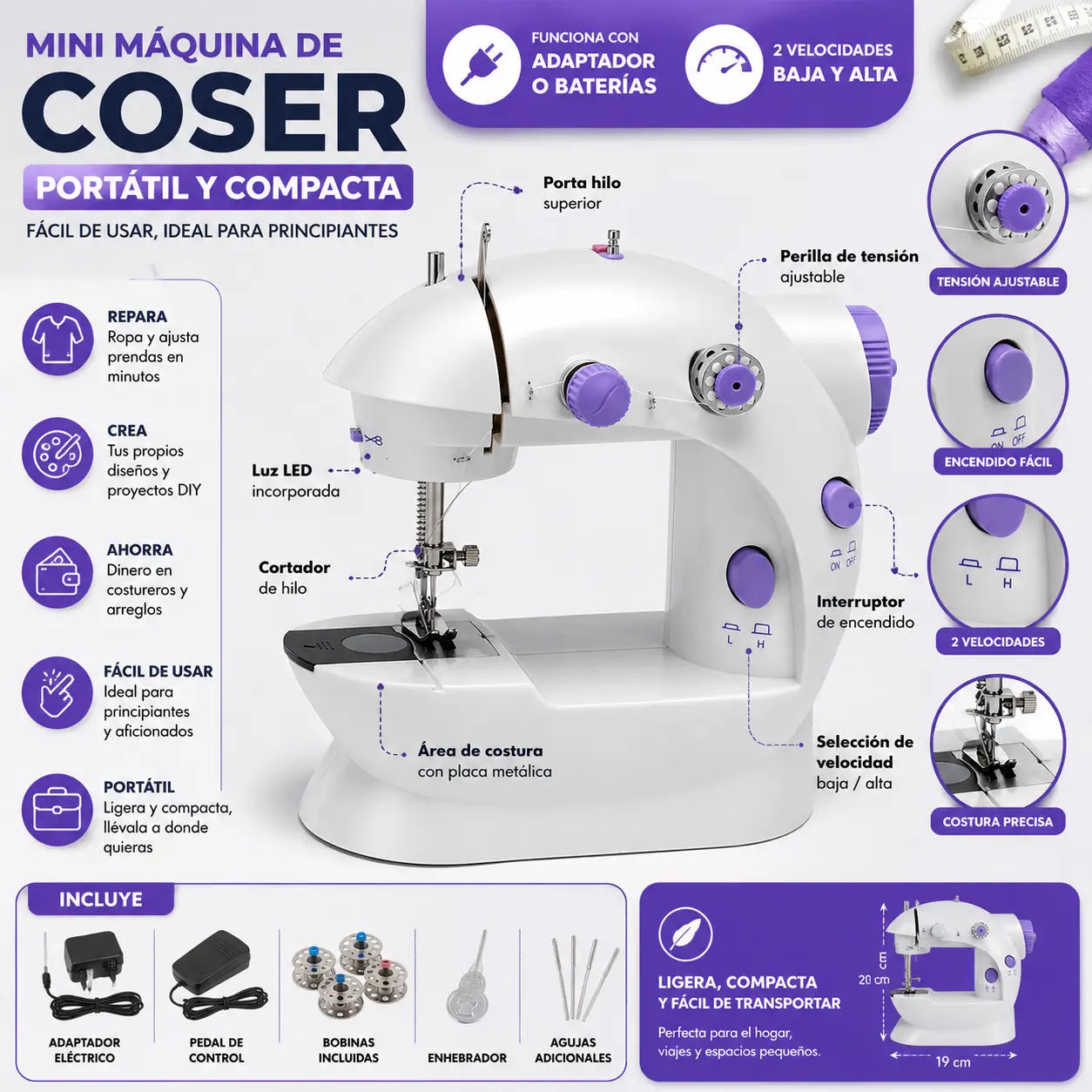 MiniSew™ Maquina De Coser Portátil 2 Velocidades ¡OFERTA HOY!